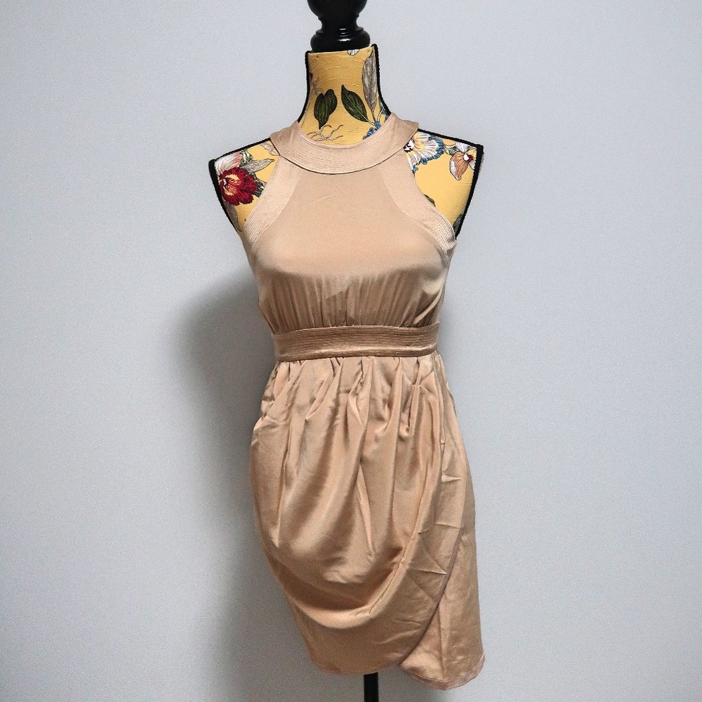 Bebe Satin Halter Neck Wrap Dress Size XXS